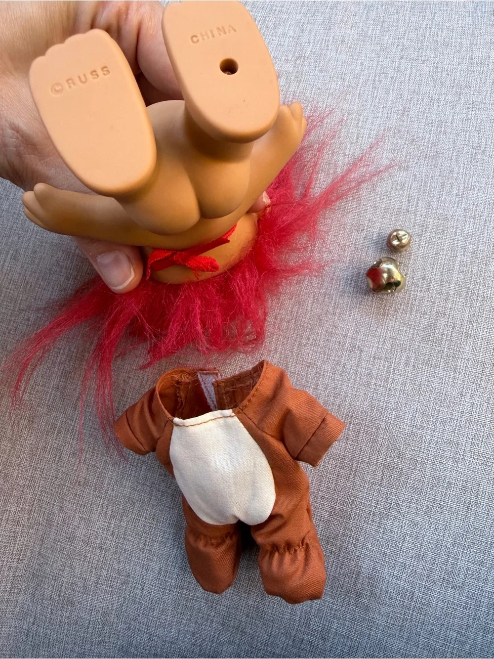 Russ Christmas Troll Doll Reindeer Costume Red Hair Holiday Bundle